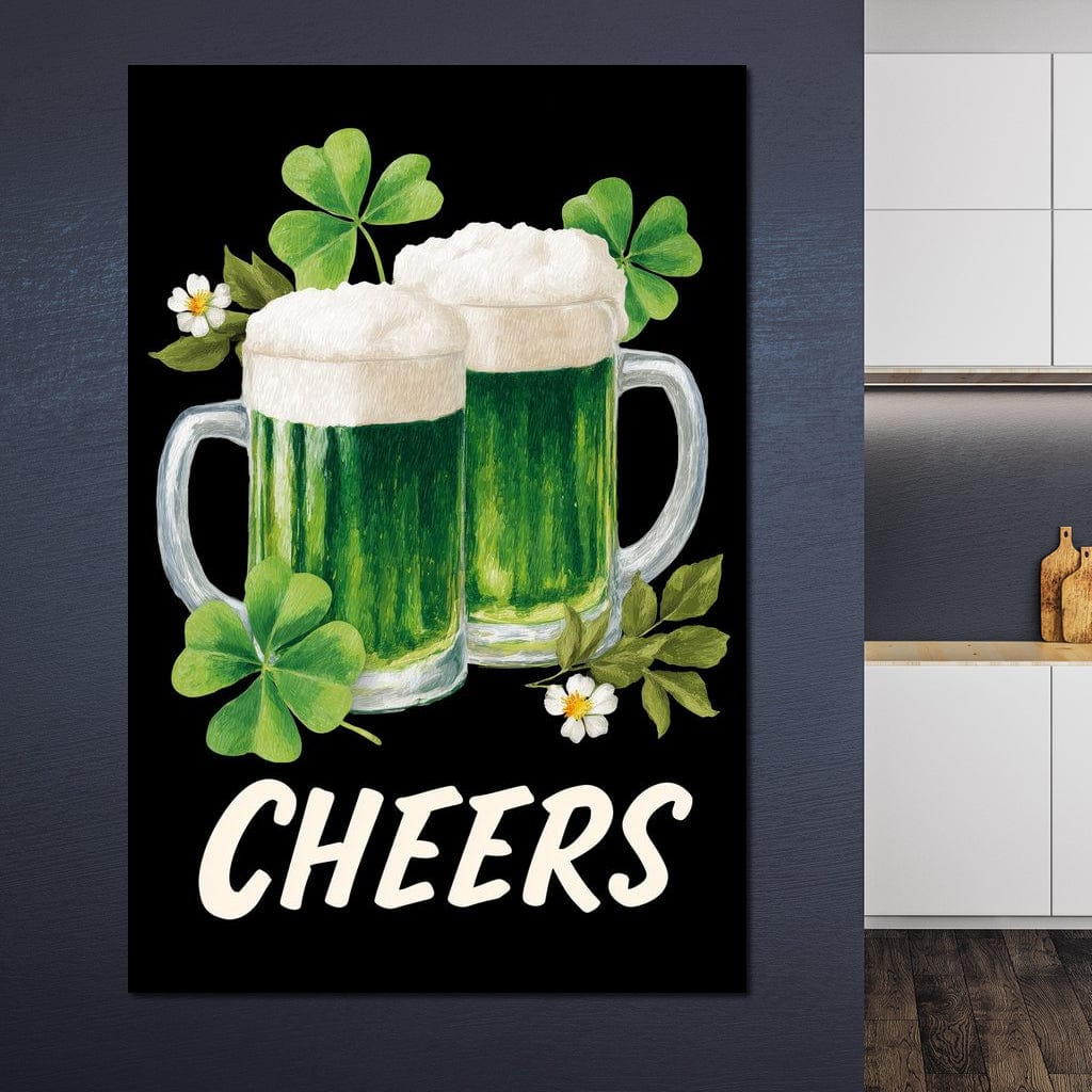 Lucky Clover Beer Cheers Canvas Wall Art