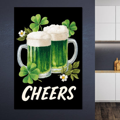 Lucky Clover Beer Cheers Canvas Wall Art