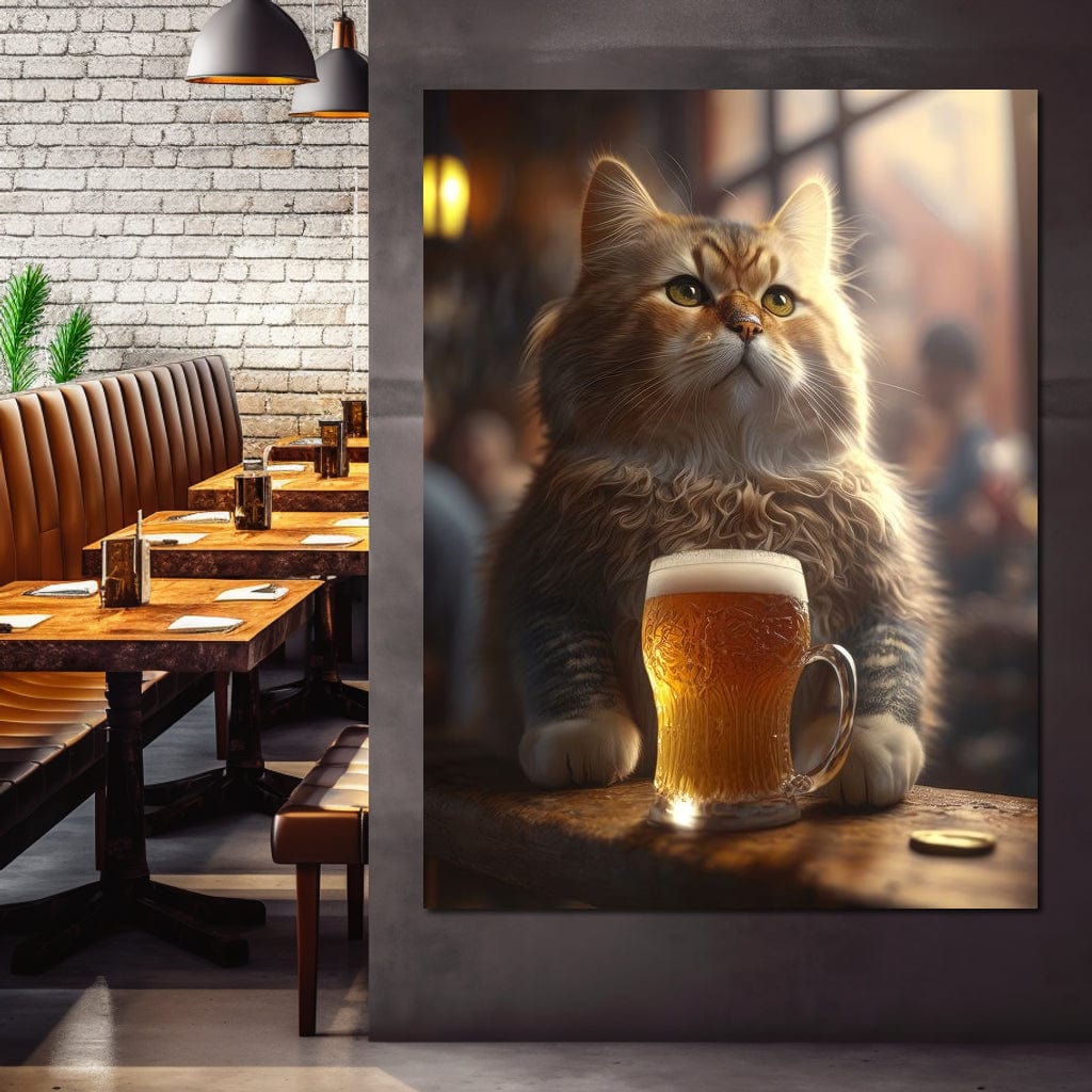 Cat Beer Canvas Wall Art