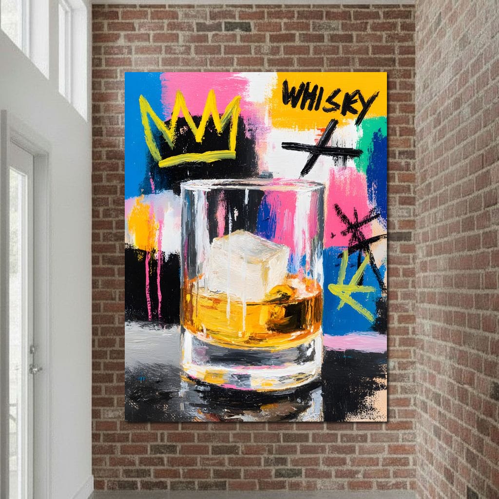 Whiskey Crown Pop Graffiti Scene Canvas Wall Art