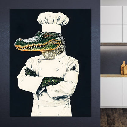 Gator Chef Culinary Humor Canvas Wall Art