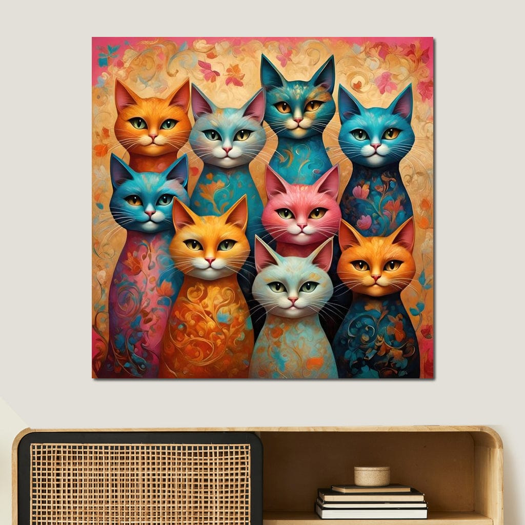 Cat Kaleidoscope Canvas Wall Art