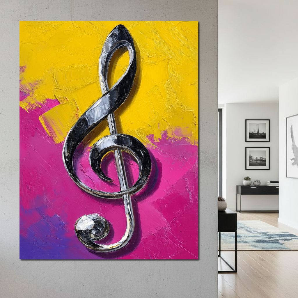 Electric Treble Clef Glow Canvas Wall Art