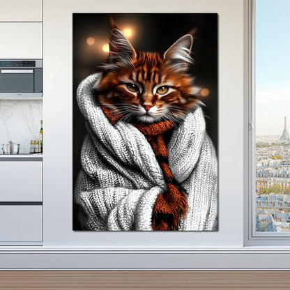 Warm Feline Elegance Wrapped Canvas Wall Art