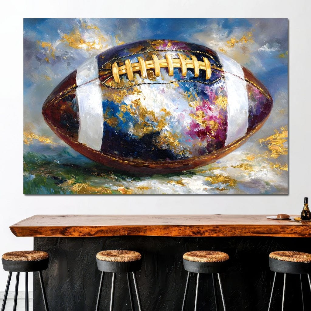 Golden Gridiron Glory Ball Canvas Wall Art