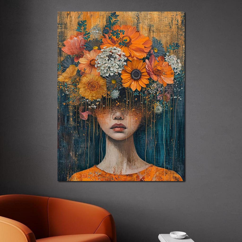 Blossoming Silence Dripping Gold Canvas Wall Art