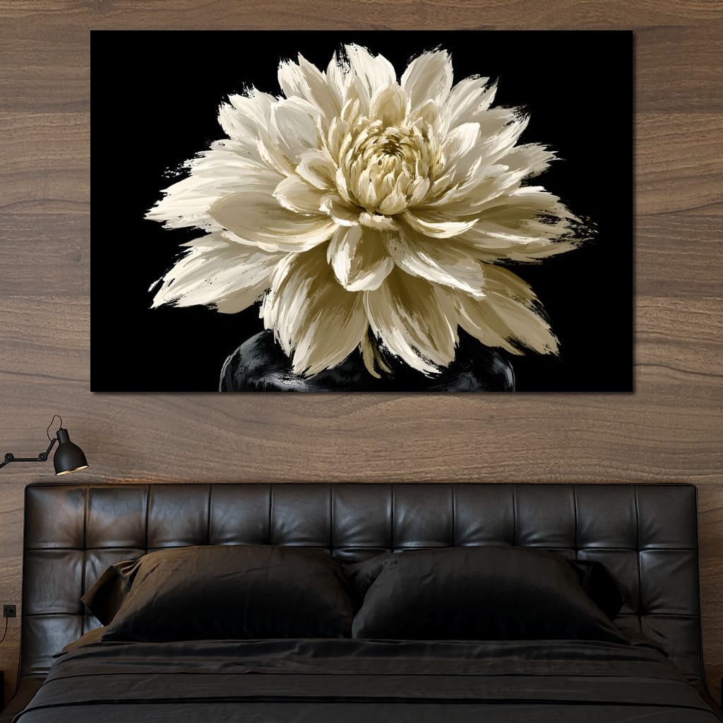 Pale Petals Held Against The Void Canvas Wall Art