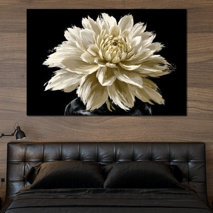 Pale Petals Held Against The Void Canvas Wall Art