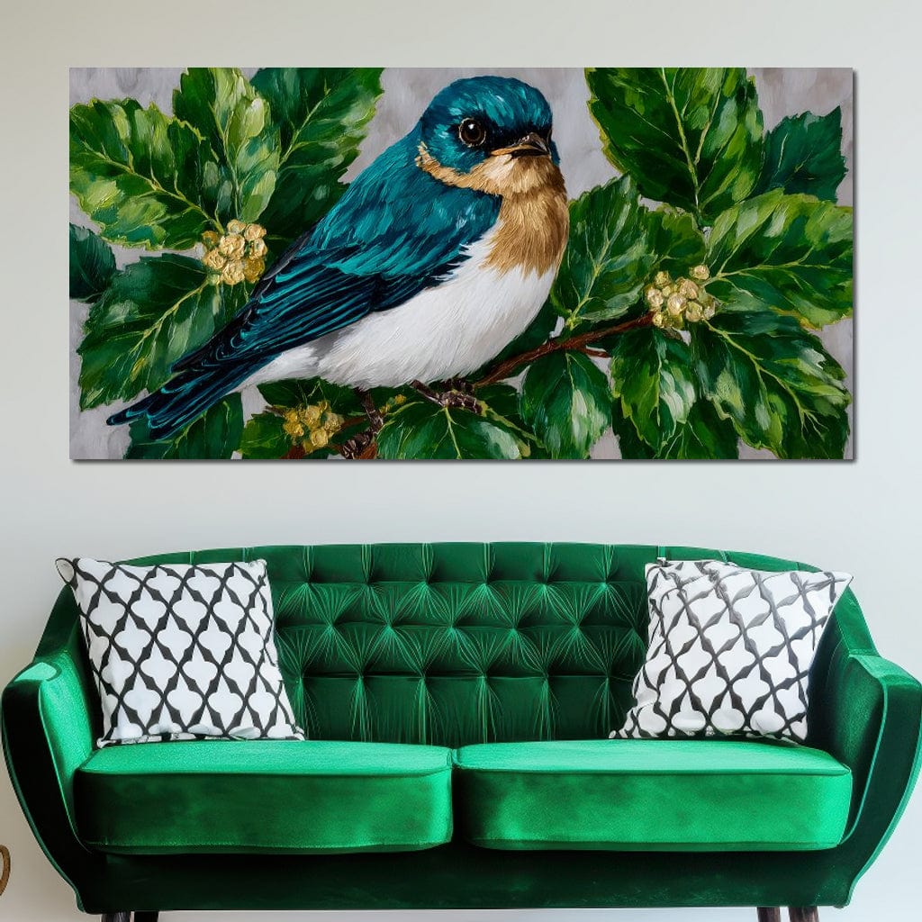 Emerald Wings Nature's Bird Canvas Wall Art