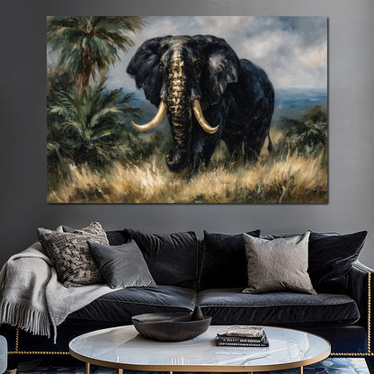 Majestic Elephant Safari Gold Canvas Wall Art