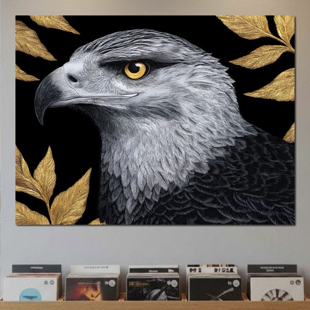 Majestic Sentinel Golden Leaves Canvas Wall Art