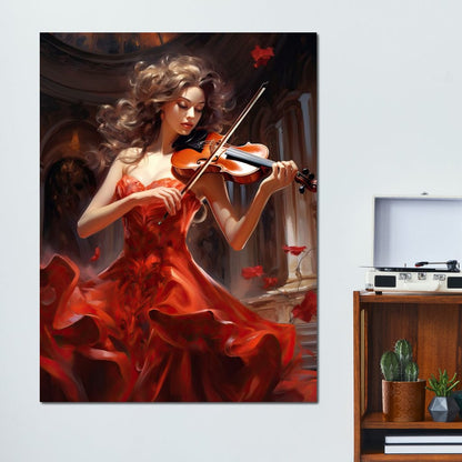 Elegance Strumming the Strings Canvas Wall Art