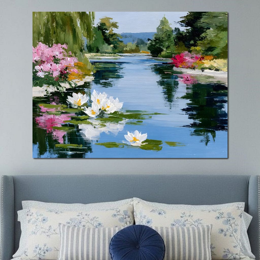 Water Lily Garden Reflection Canvas Wall Art