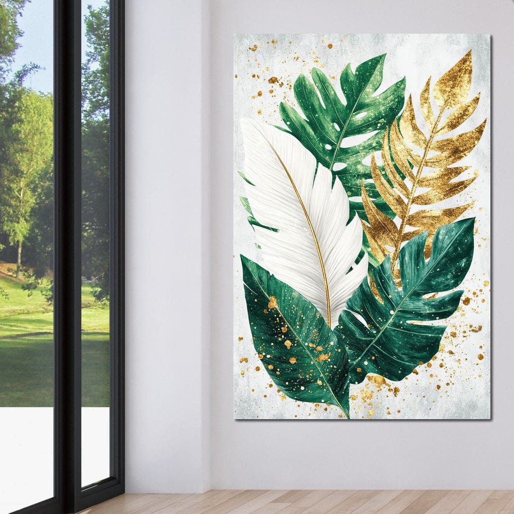 Golden Leaf Rhythm in Nature Canvas Wall Art
