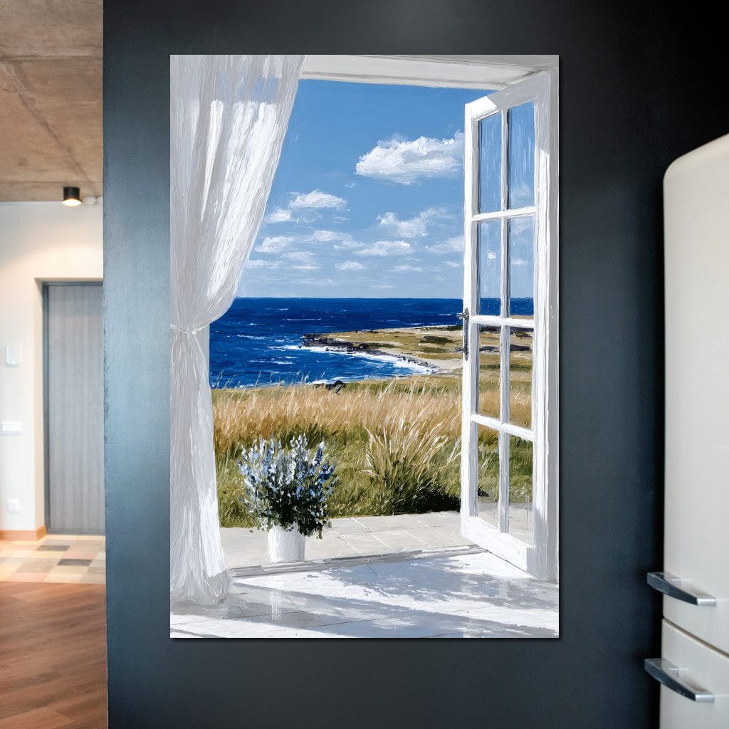 Ocean Breeze Through Open Window Canvas Wall Art