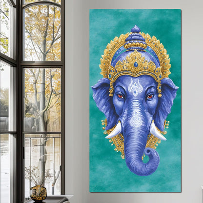 Royal Indigo Elephant Majesty Canvas Wall Art