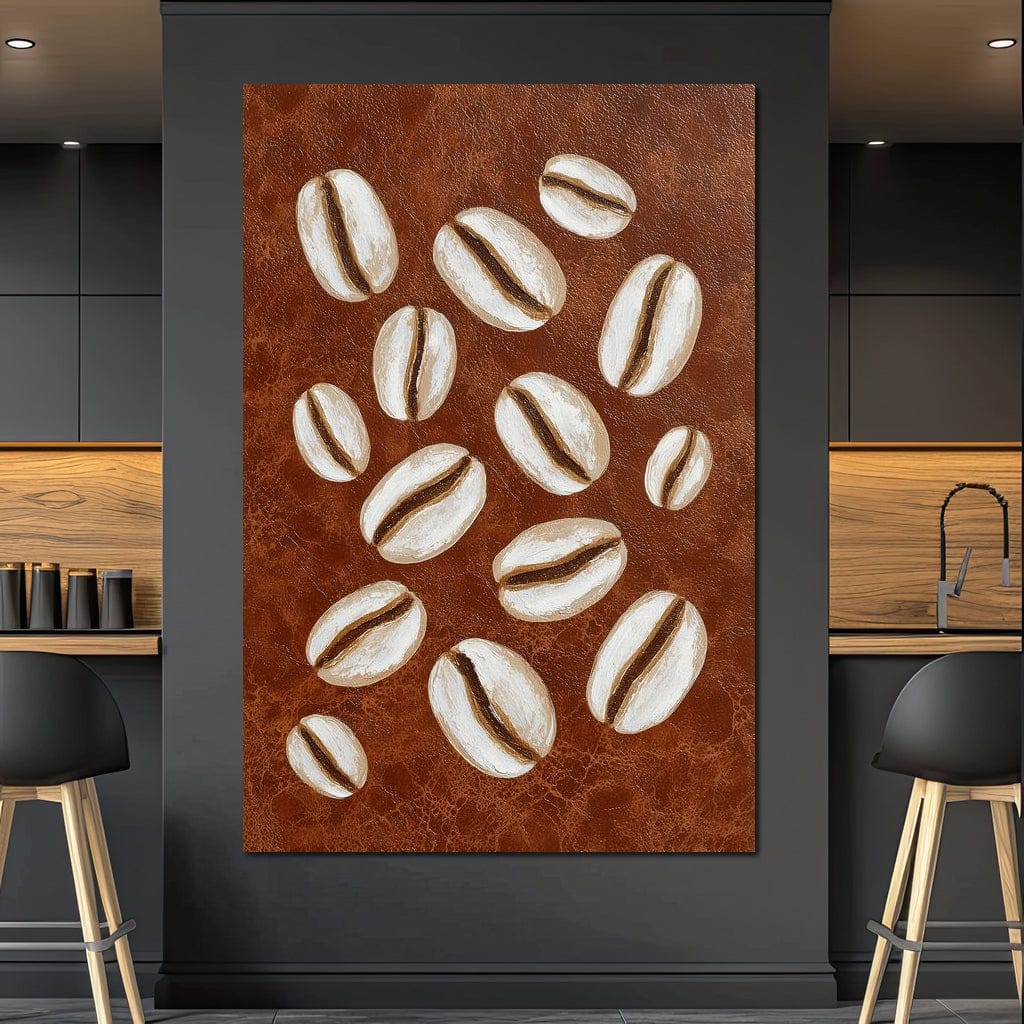 Coffee Beans Brown Background Canvas Wall Art