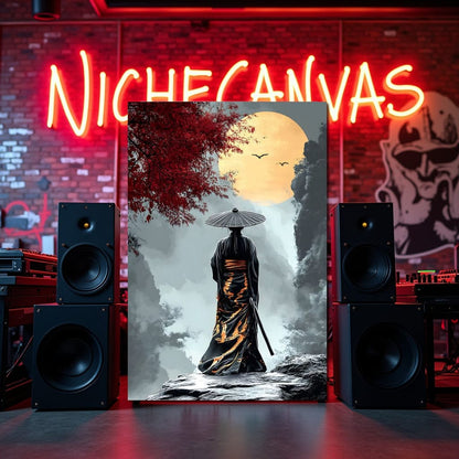 Samurai Moonlight Reverie Canvas Wall Art