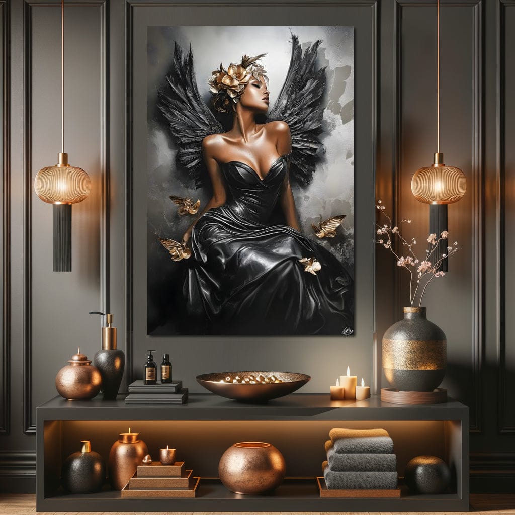 Golden Wings of Elegance Canvas Wall Art
