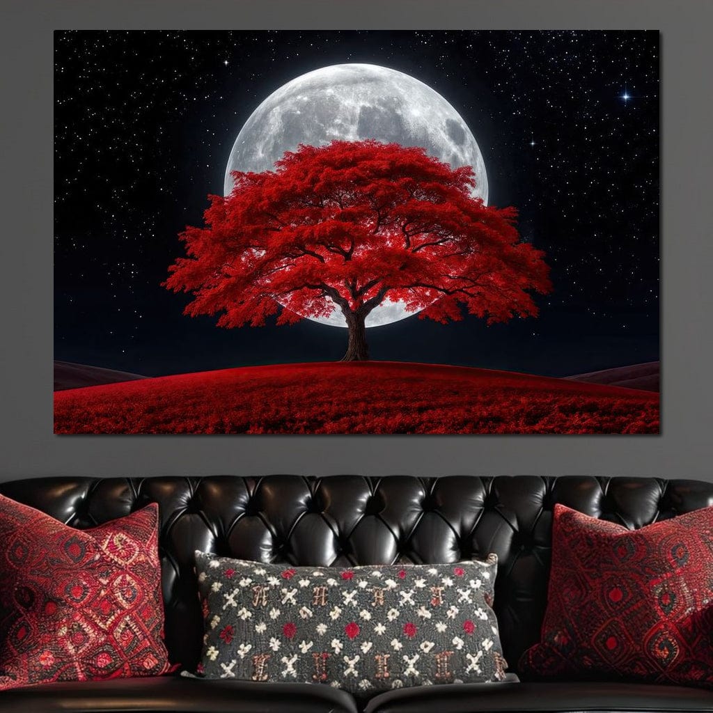 The Crimson Moon Tree Canvas Wall Art