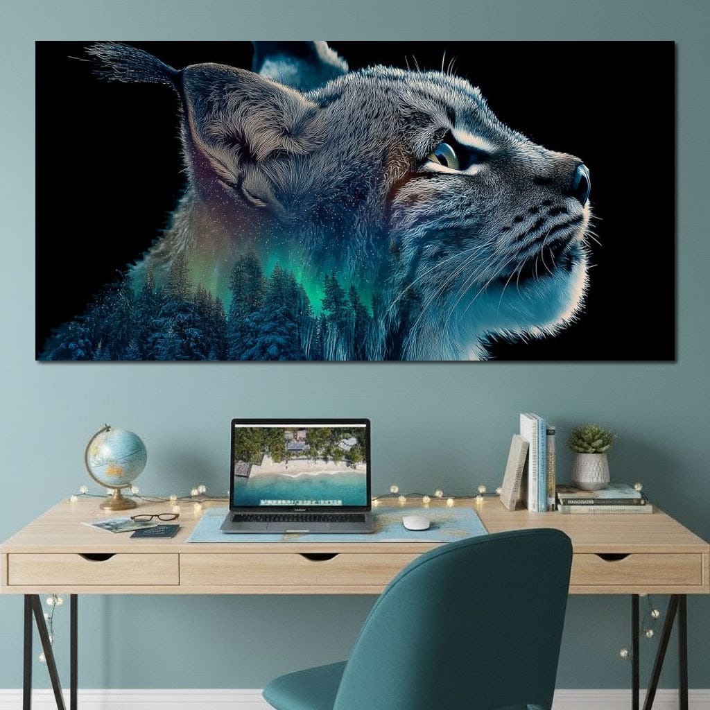 Aurora Lynx Spirit Portrait Canvas Wall Art