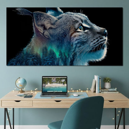 Aurora Lynx Spirit Portrait Canvas Wall Art