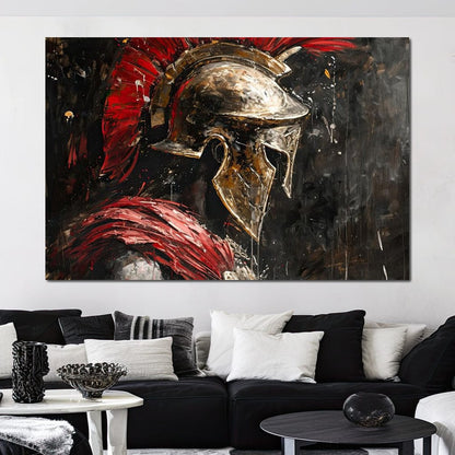 Spartan Solitude in Crimson Canvas Wall Art