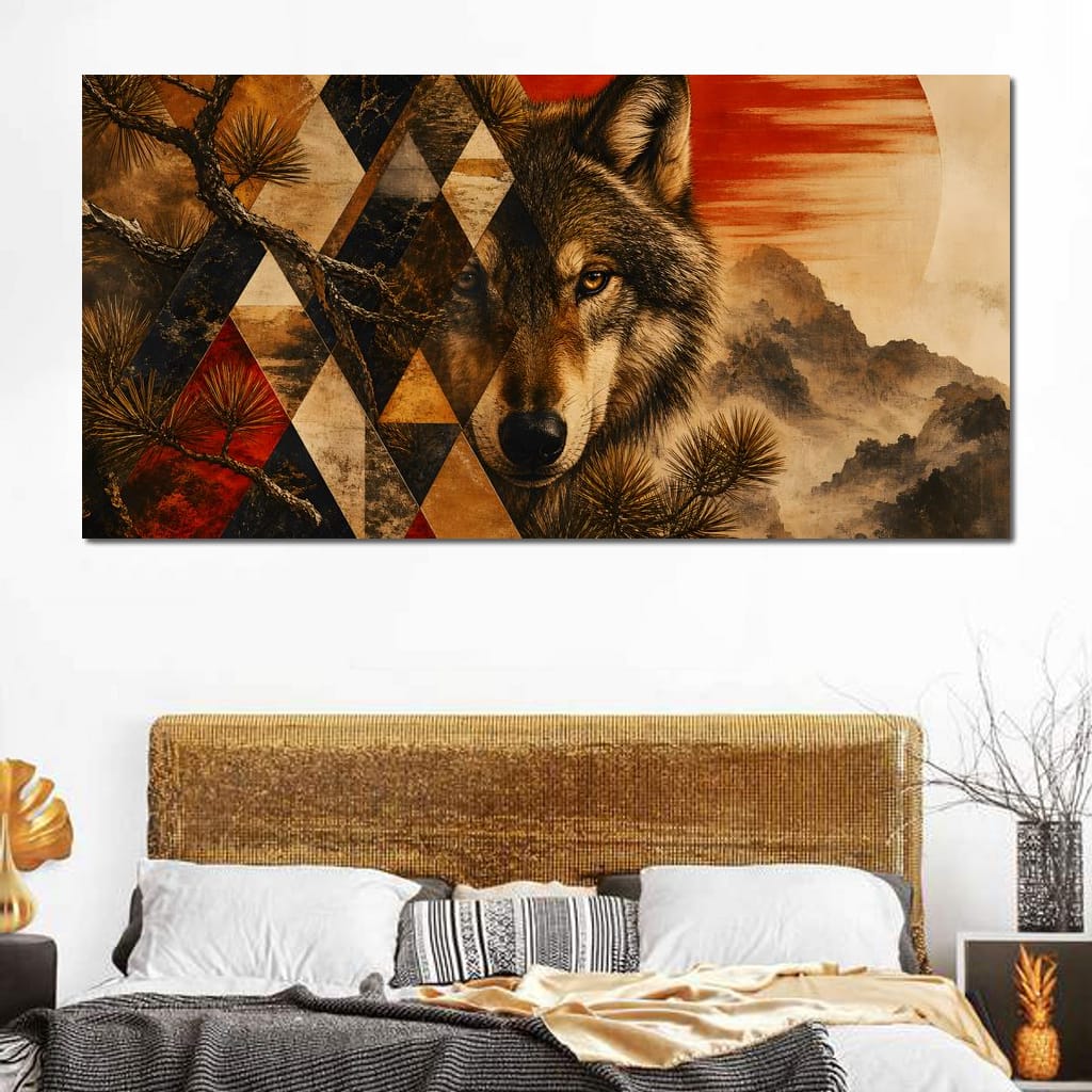 Solitary Predator Rising Sun Canvas Wall Art