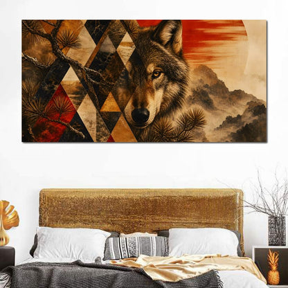Solitary Predator Rising Sun Canvas Wall Art