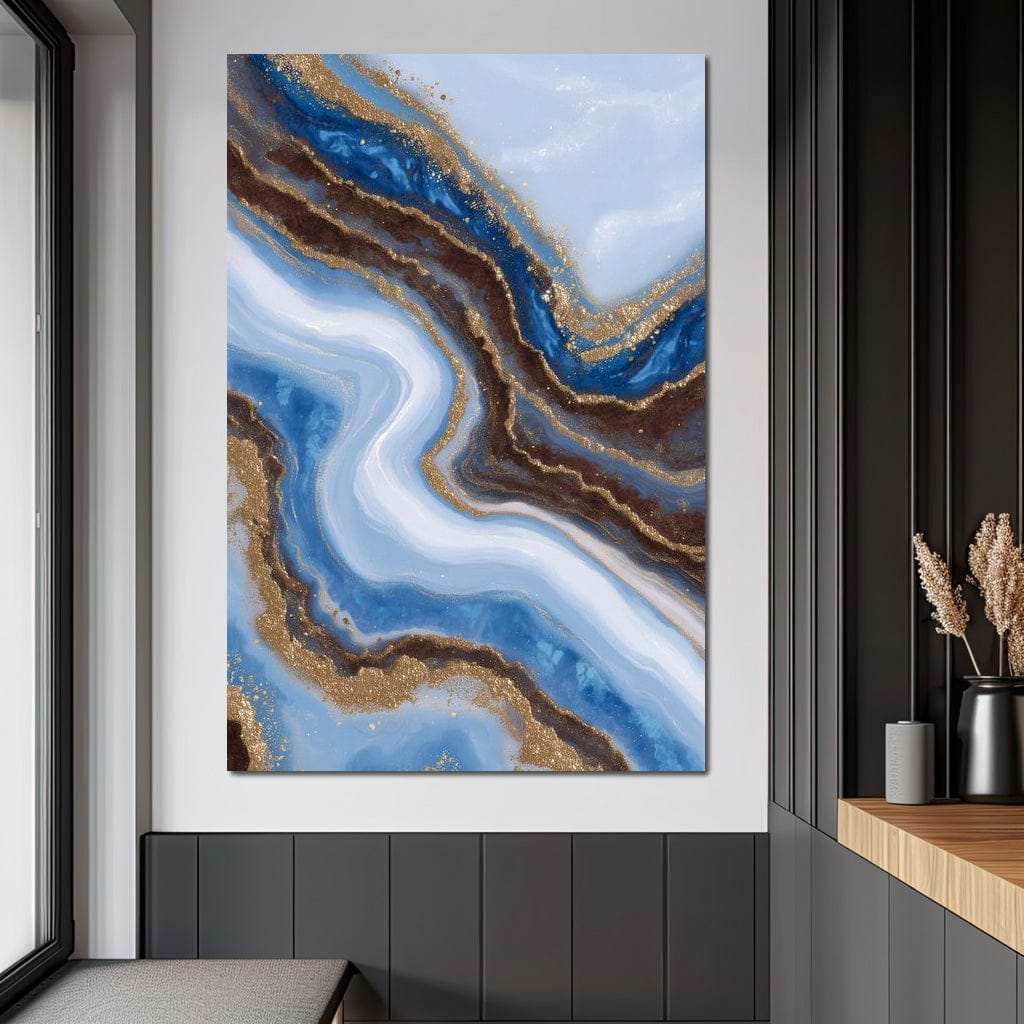 Blue Geode Gold River Flow Canvas Wall Art