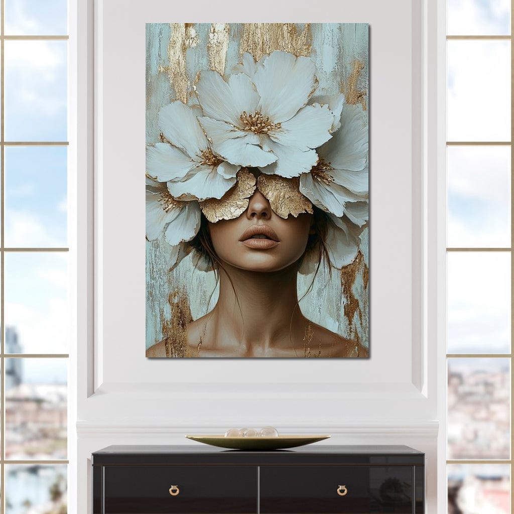 Golden Petal Head Canvas Wall Art