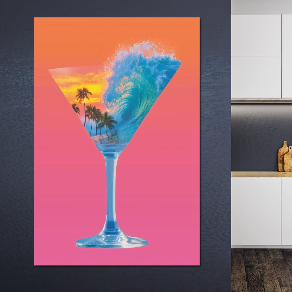Double Exposure Martini Canvas Wall Art