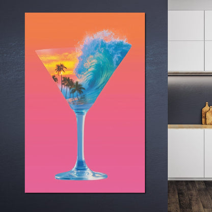 Double Exposure Martini Canvas Wall Art