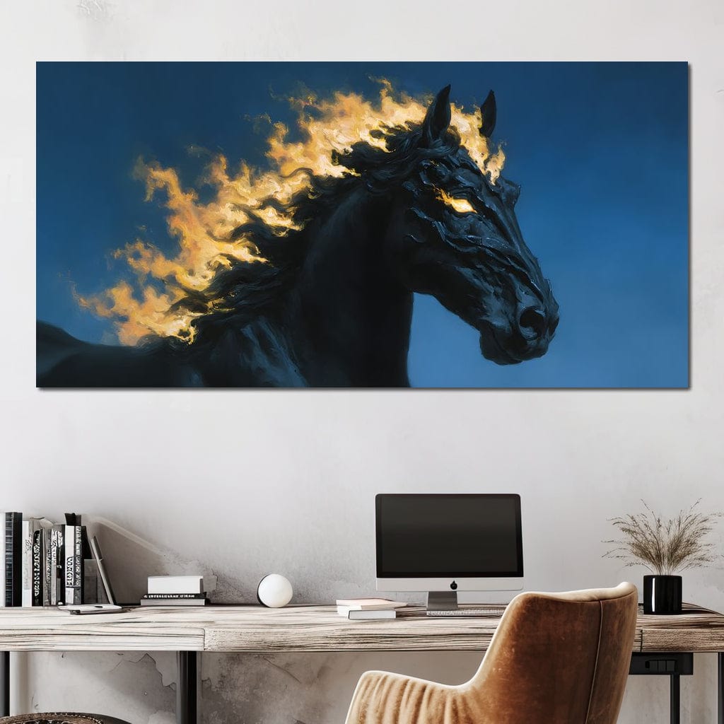Fiery Night Stallion Spirit Canvas Wall Art