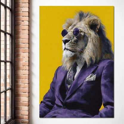 Regal Lion Boss Violet Suit Canvas Wall Art