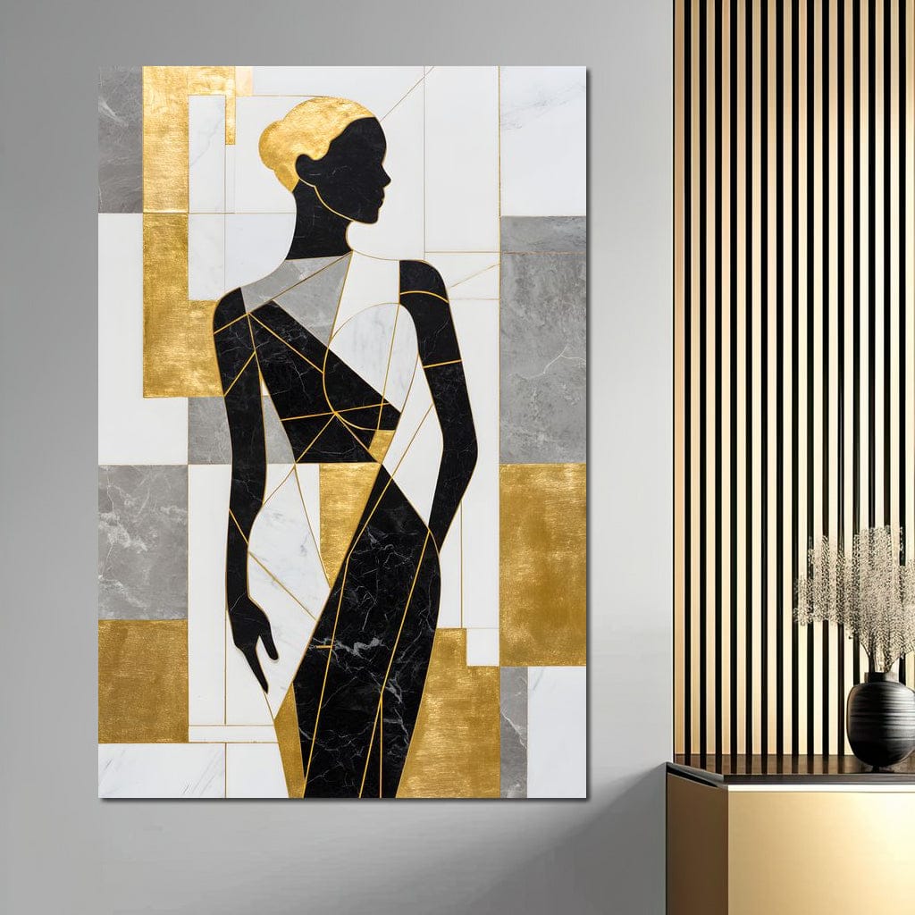 Golden Marble Muse Silhouette Canvas Wall Art