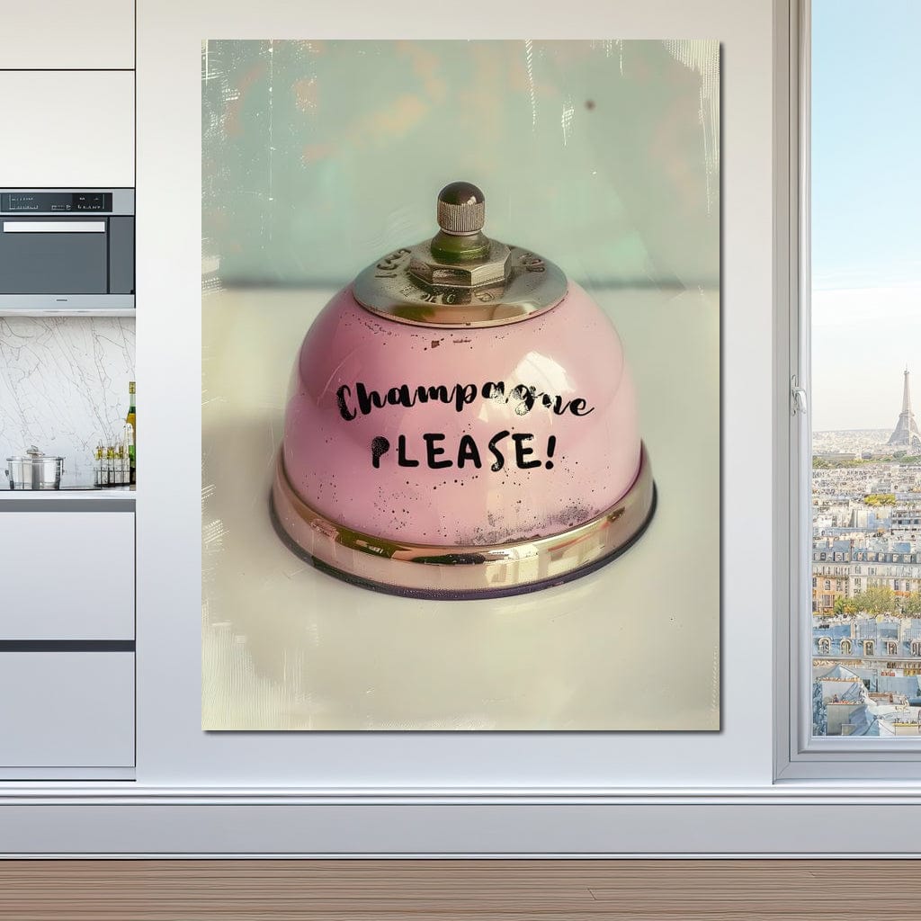Champagne Please Service Bell Canvas Wall Art