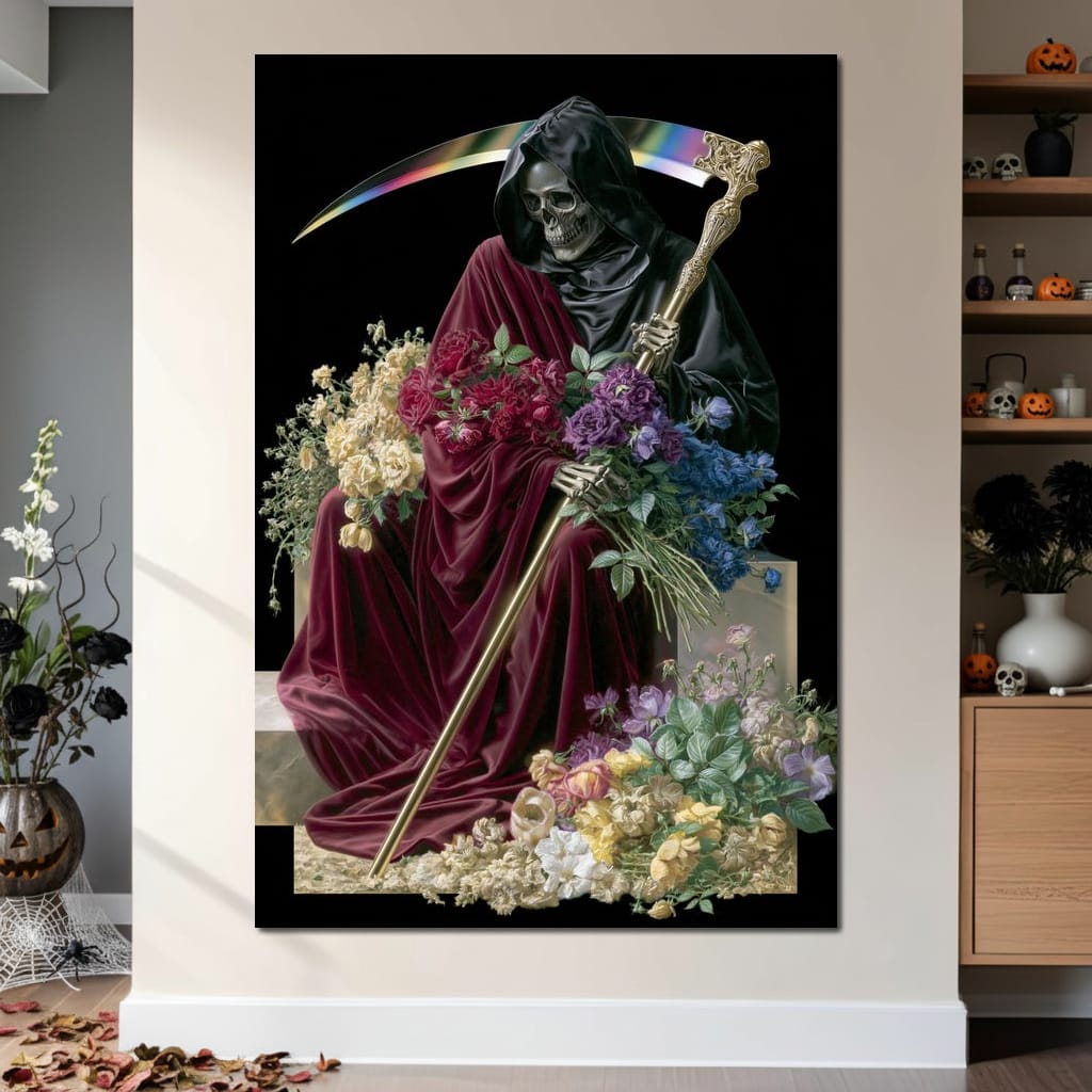 Death Rests With Fallen Petals Canvas Wall Art