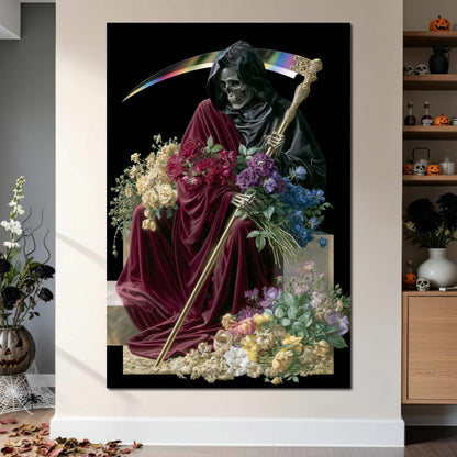 Death Rests With Fallen Petals Canvas Wall Art