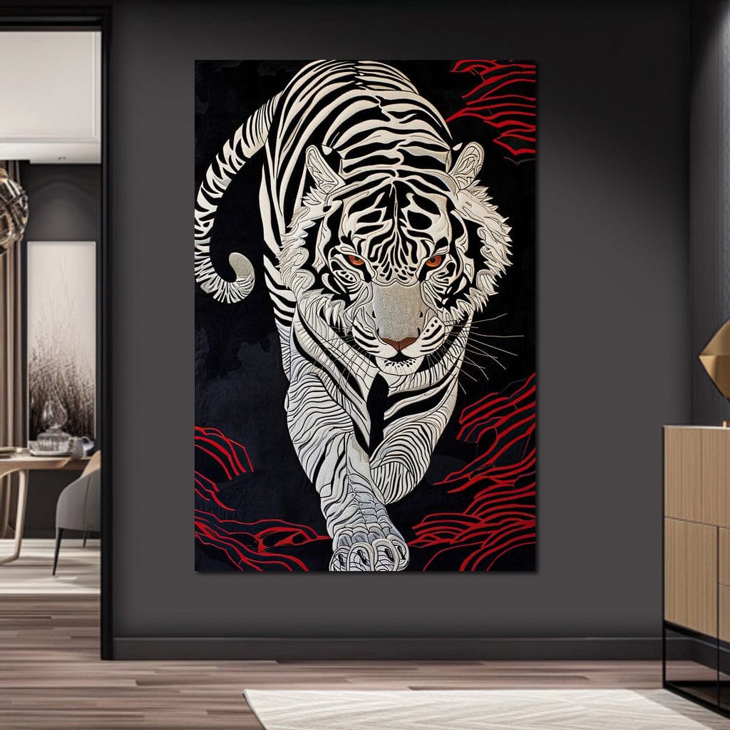 White Tiger of Shadows Canvas Wall Art