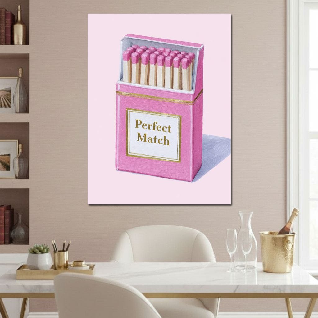 Perfect Match Pink Matchbox Canvas Wall Art