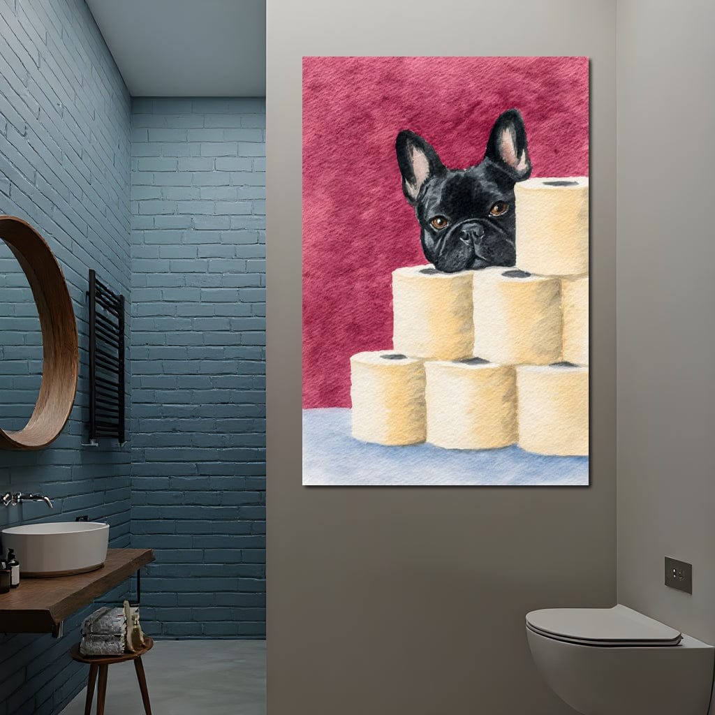 French Bulldog Toilet Roll Sentinel Canvas Wall Art