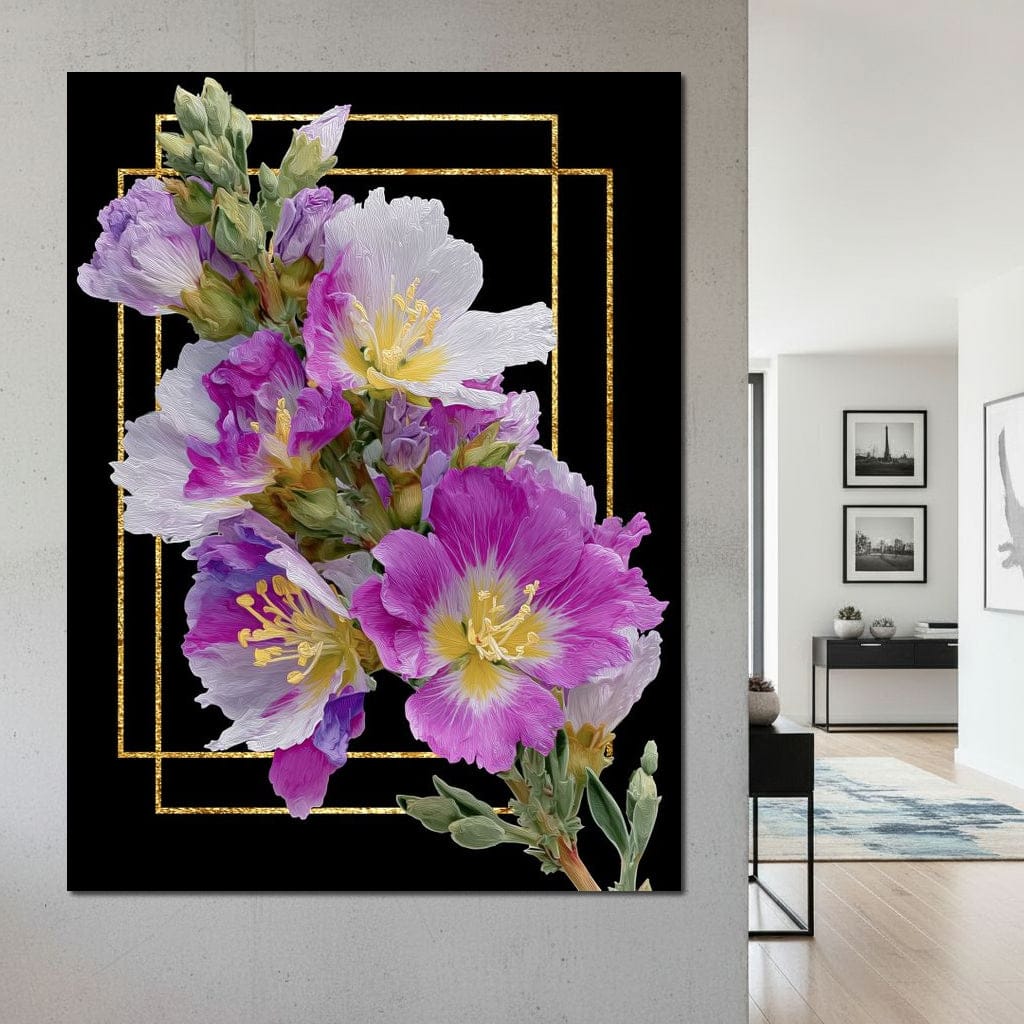 Golden Frame Petal Radiance Canvas Wall Art