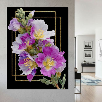 Golden Frame Petal Radiance Canvas Wall Art