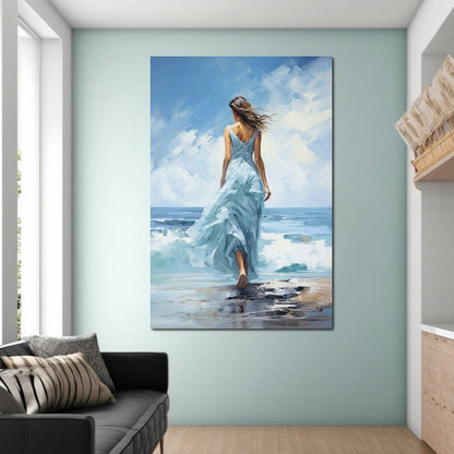 Azure Serenity Stroll Canvas Wall Art