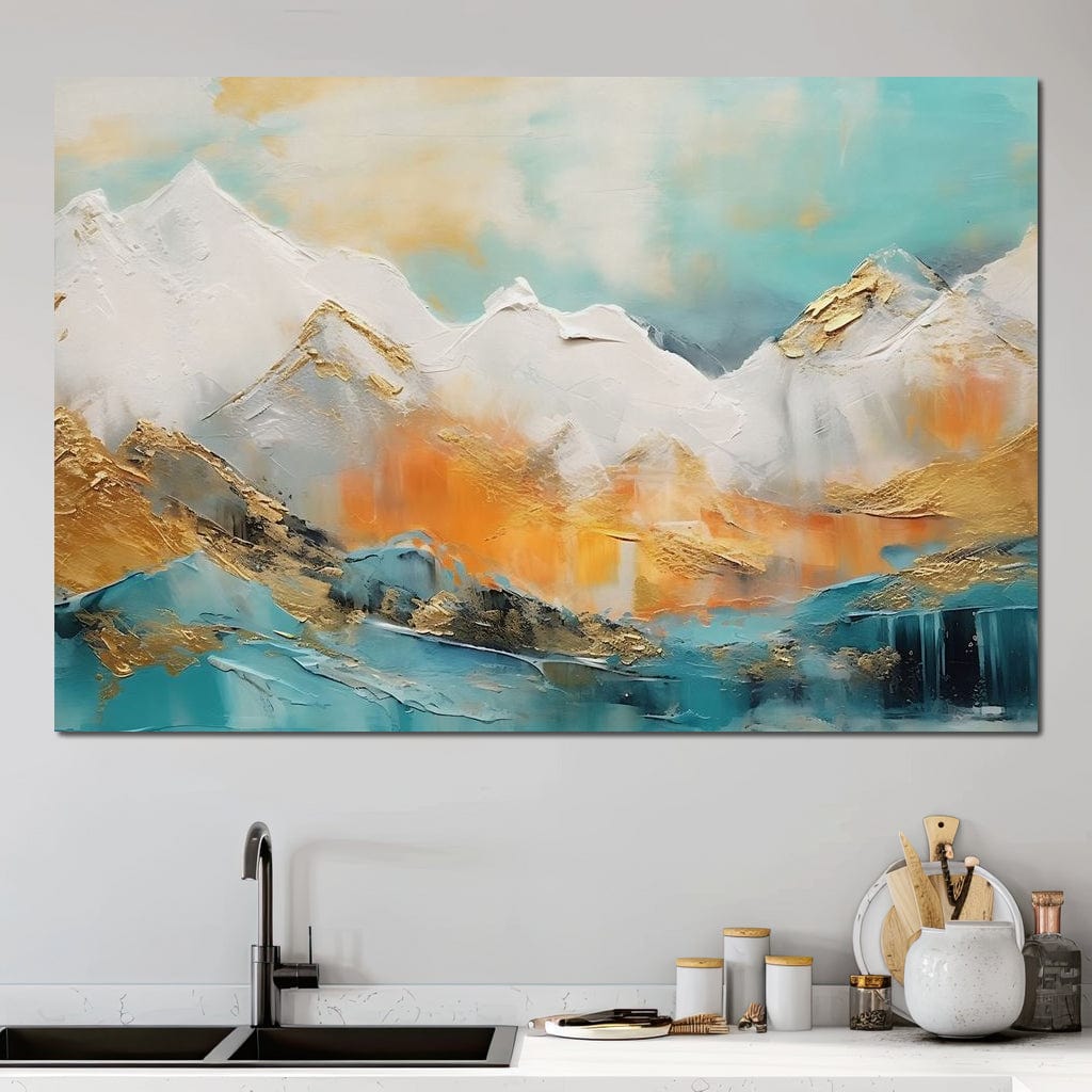 Golden Peaks Dawn Mountain Escape Canvas Wall Art