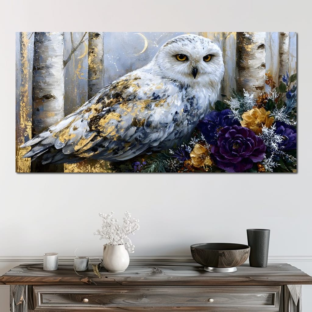 Silent Watcher Among Golden Birch Canvas Wall Art