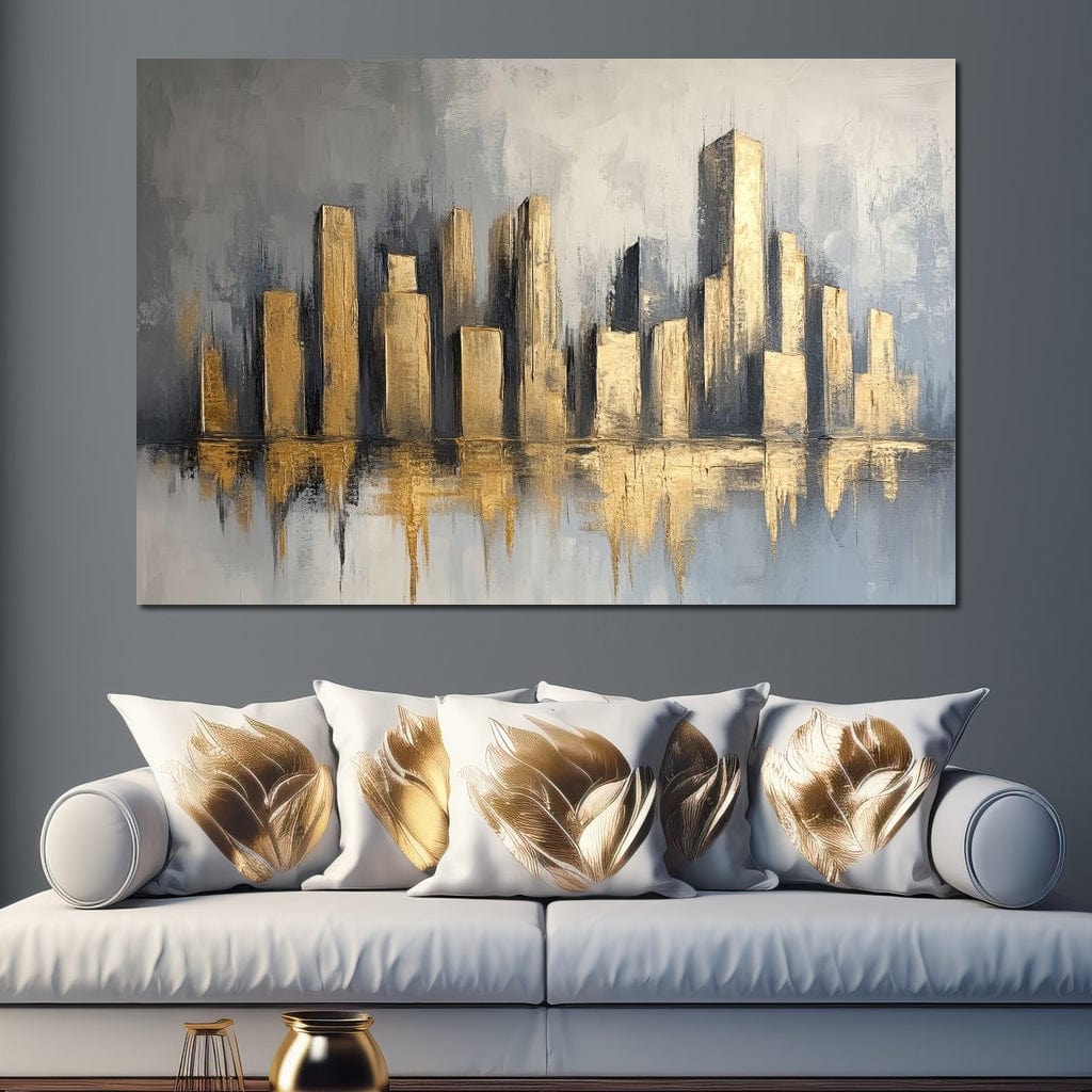 Golden Skyline Canvas Wall Art