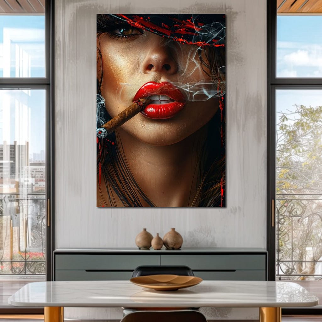 Sultry Smoke and Sable Tresses Canvas Wall Art