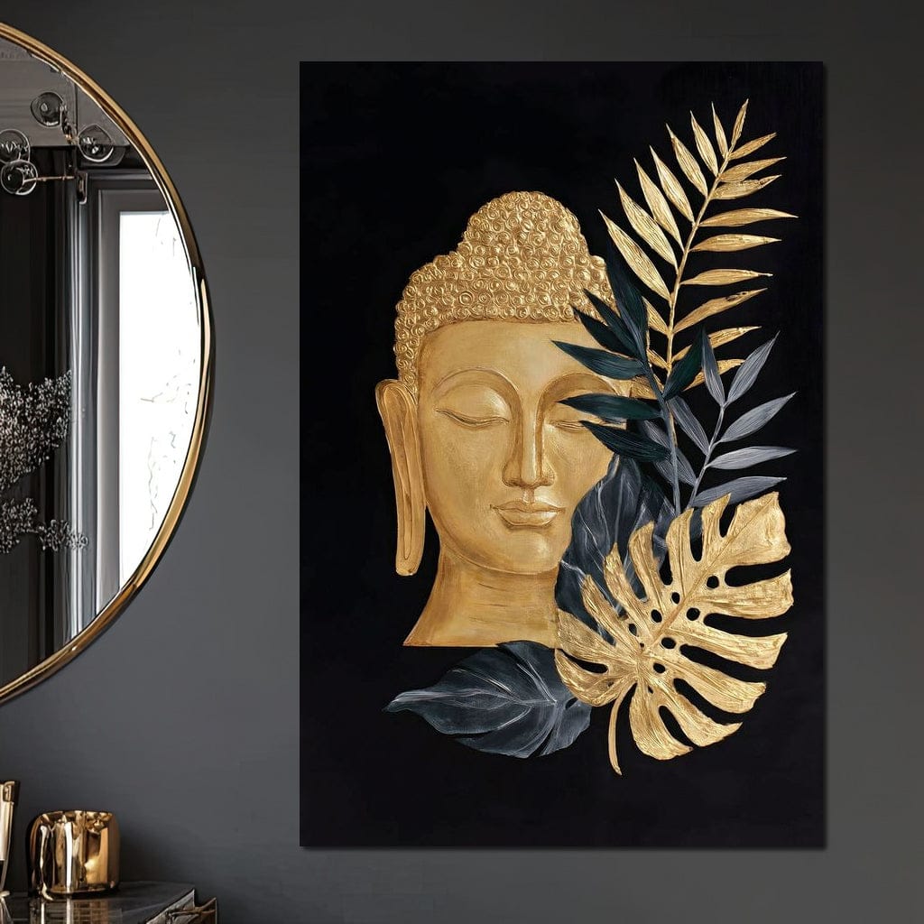 Golden Buddha Botanical Calm Canvas Wall Art